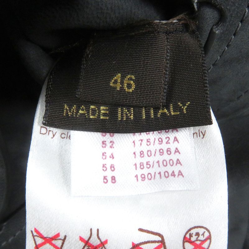 Louis Vuitton Sheepskin Fly Front Suede Leather Stencil Collar Coat Gray 46