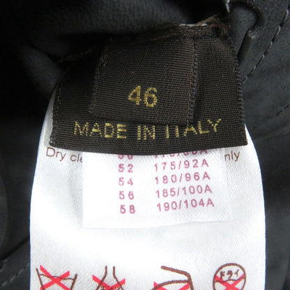 Louis Vuitton Sheepskin Fly Front Suede Leather Stencil Collar Coat Gray 46