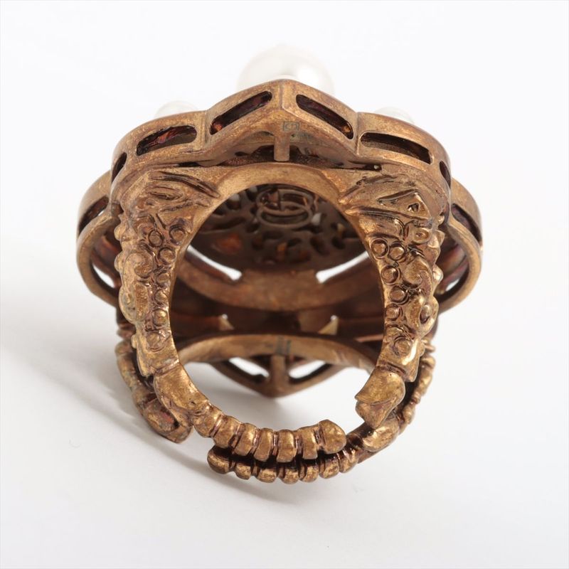 Gucci Michele Period GP × Faux Pearl Flower Ring 10 (actual Size 8) Rings