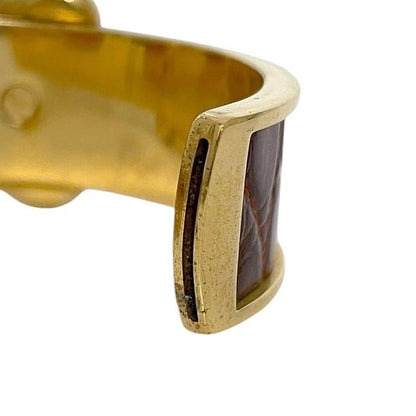 Hermes Bangle Gold Brown Excellent Condition GP Croc Used Hermes