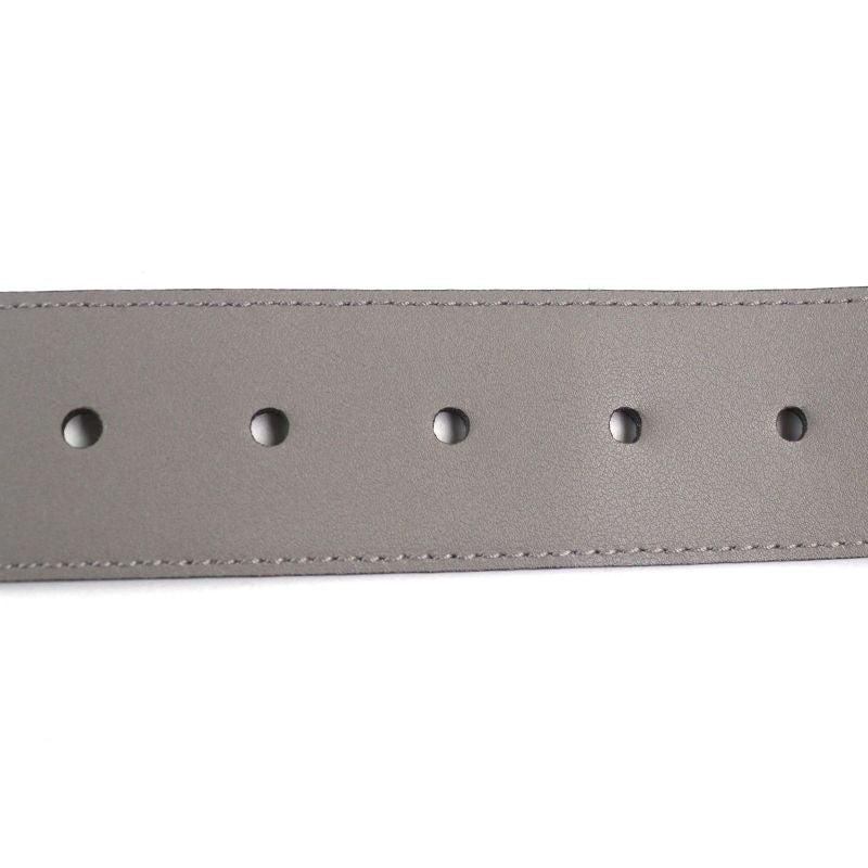 Gucci 281548 Leather Micro Guccissima Logo Engraved Belt Gray Gold Hardware