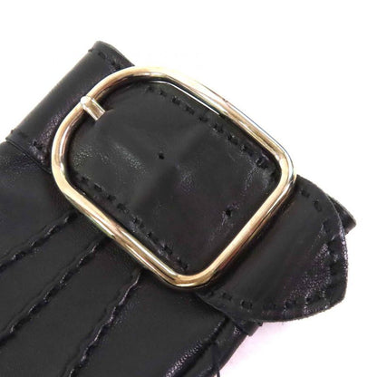 Hermes Belt Hardware Buckle Design Leather Gloves Black Silver Hardware 6.5