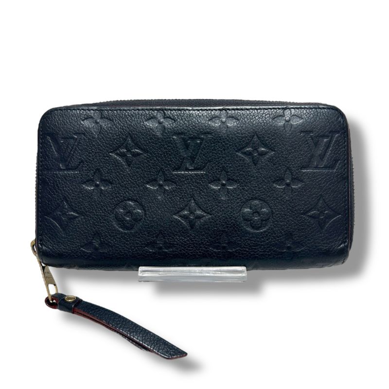 Louis Vuitton Empreinte Leather Zippy Wallet Navy Embossed Monogram Pattern