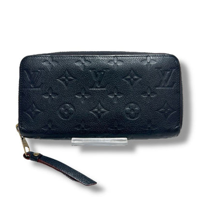 Louis Vuitton Empreinte Leather Zippy Wallet Navy Embossed Monogram Pattern