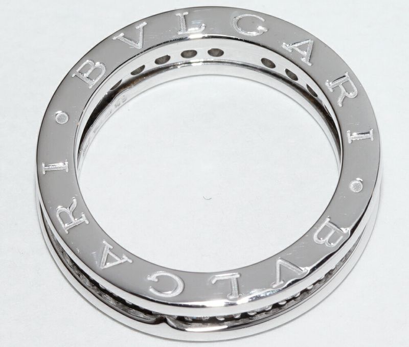 Bulgari Ring 18K White Gold Diamond 045ct Bzero1 Ring XS Full Diamond An850656