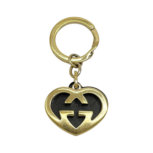 Gucci Key Holder Heart-Shaped Leather Gold X Brown