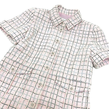 Chanel Jacket P78912v Tweed Pink Dress Buttown Down Pastel White