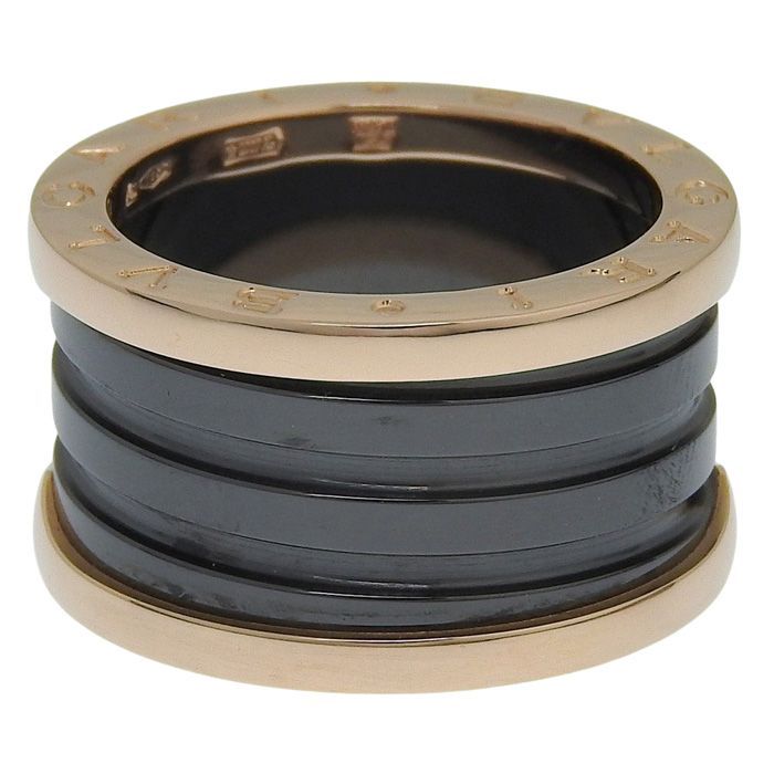 Bvlgari Bulgari B-zero1 4 Band Ring 18K Pink Gold CE 750 Pink Gold Ceramic #52