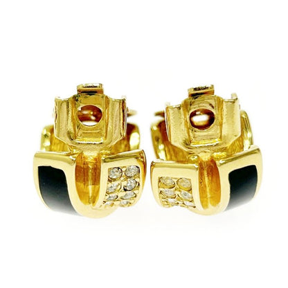 Christian Dior GP Rhinestone Cross Earrings Women's Gold Black 369890 Earrings