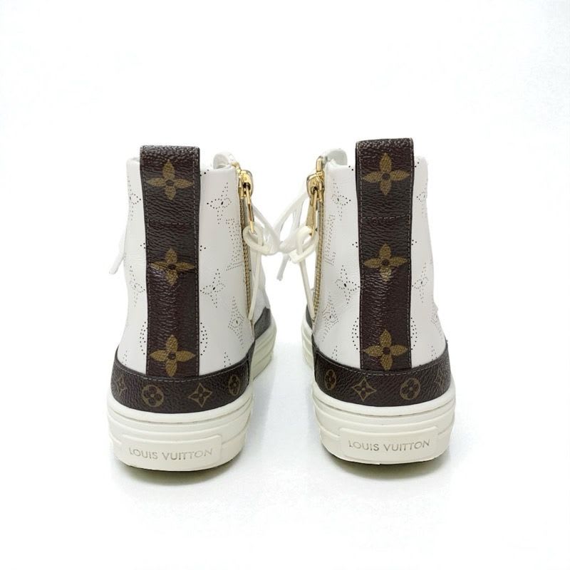Louis Vuitton Stellar Line Monogram Sneakers Shoes Leather White Brown Logo