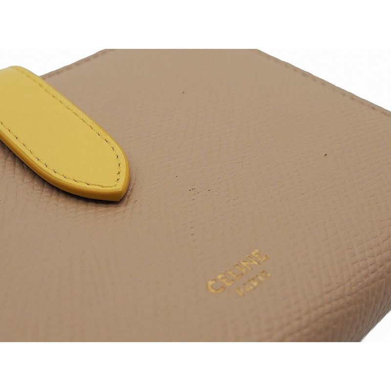 Celine Medium Strap Wallet Calfskin Nude Beige Citron Yellow Bicolor Wallet