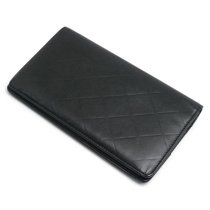 Chanel Bifold Long Wallet Leather Black Matelasse