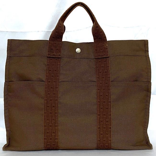 Hermes Tote Bag Tote MM Brown Her Line Excellent Condition