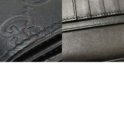 Gucci Long Wallet 244946 Guccissima Cima Leather Black Gold Hardware Everyday