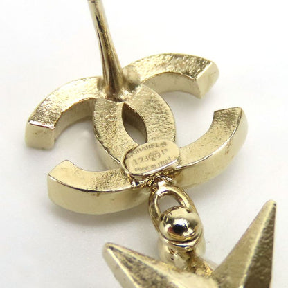 Chanel Earrings Coco Mark Metal Rhinestone Gold Plated Star Accessories Ladies