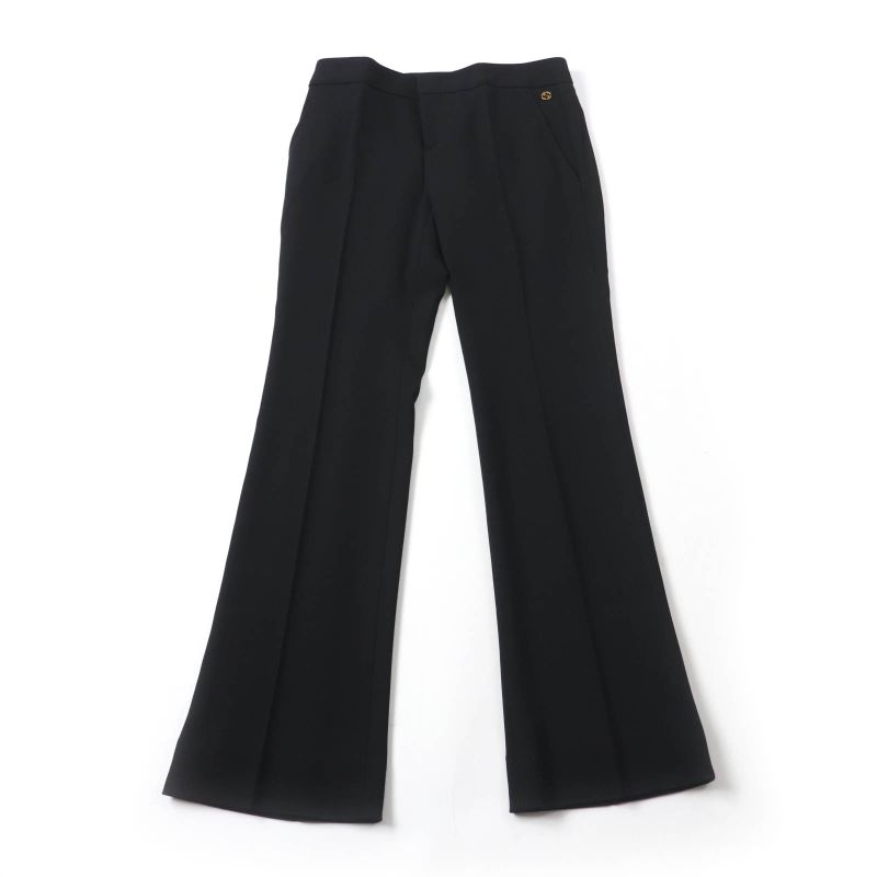 Gucci 292855 Center Press Flared Pants With Interlocking Ghardware Black 38