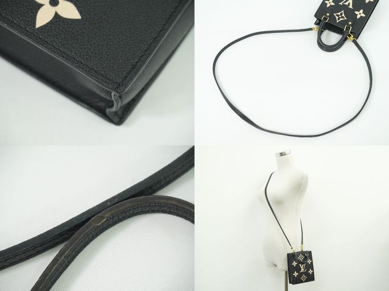 Authentic Louis Vuitton LV Petite Sac Pla Monogram Empreinte Leather 2WAY