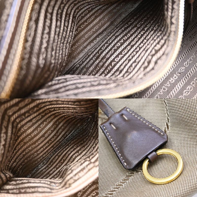 Prada Shoulder Hand Bag 2way Canvas Leather Brown 31ka941