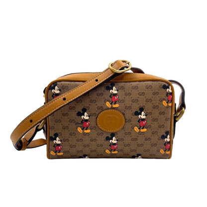 Gucci Disney Micro GG Leather Brown Shoulder Bag Gold