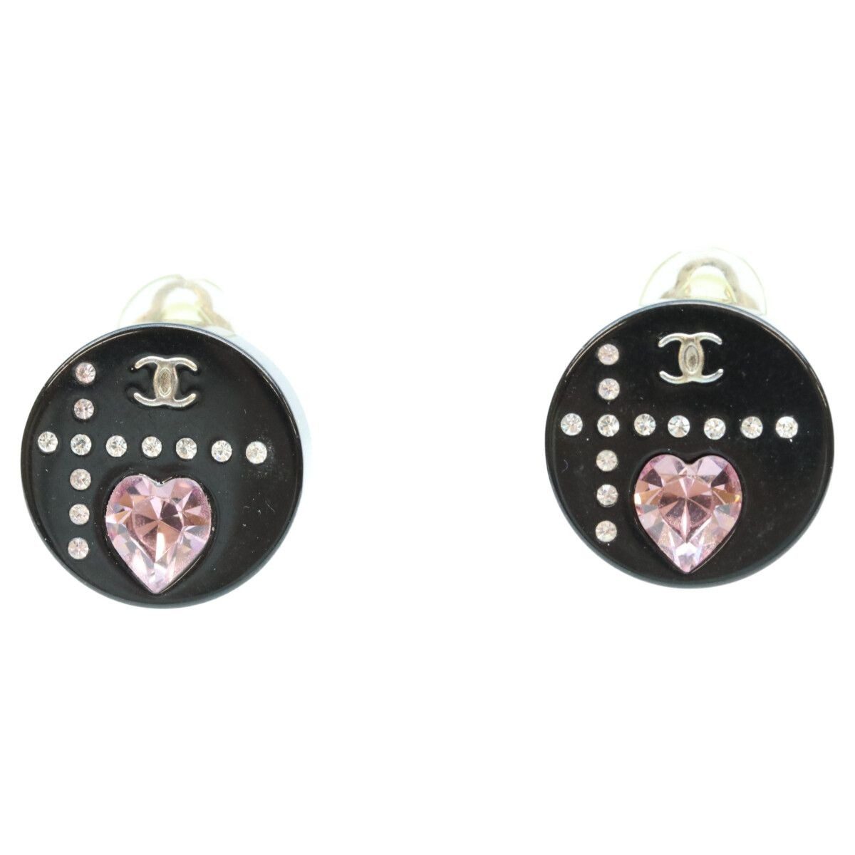 Chanel CC Heartline Stone Earrings