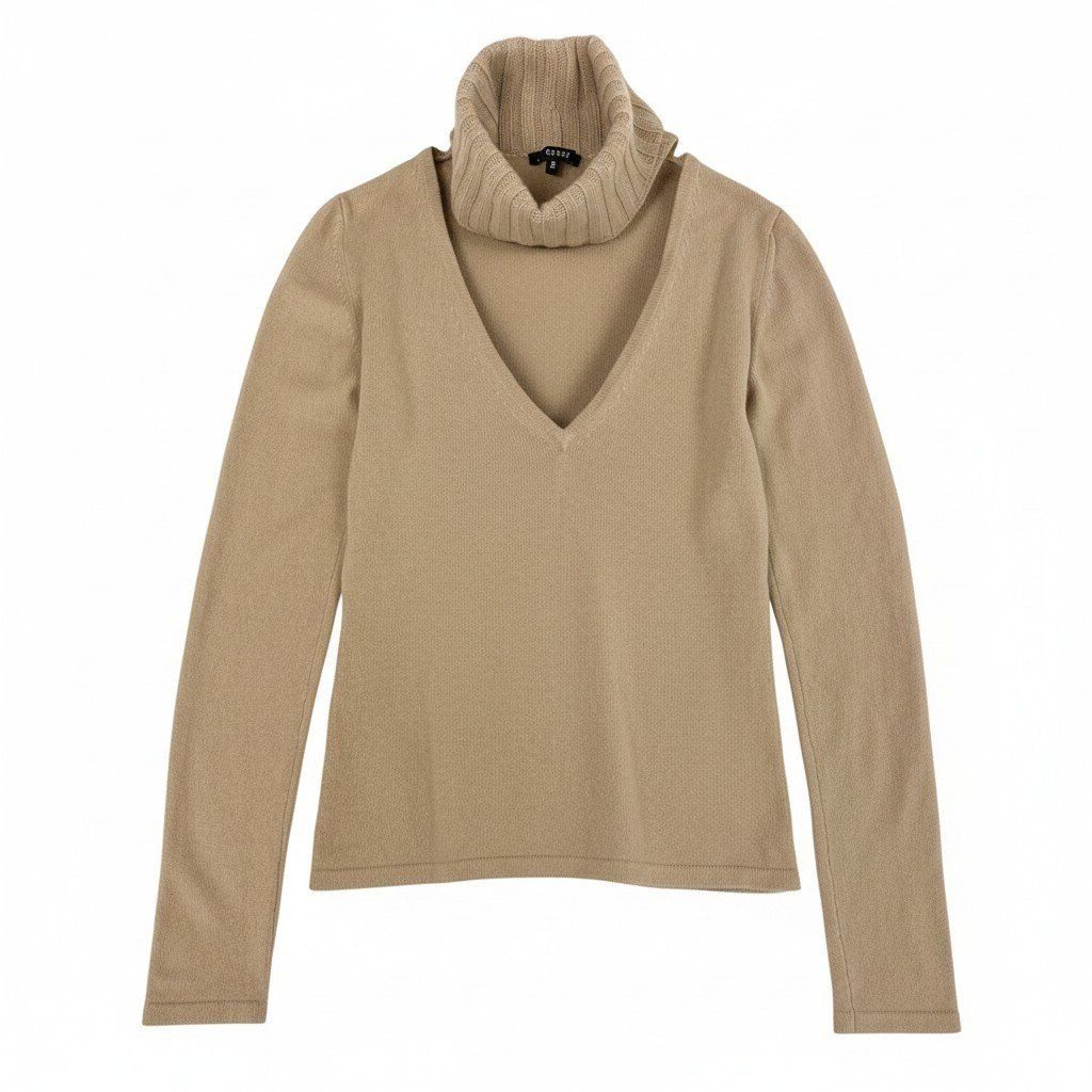 Gucci Cashmere Knit Sweater Turtleneck V-neck S Beige