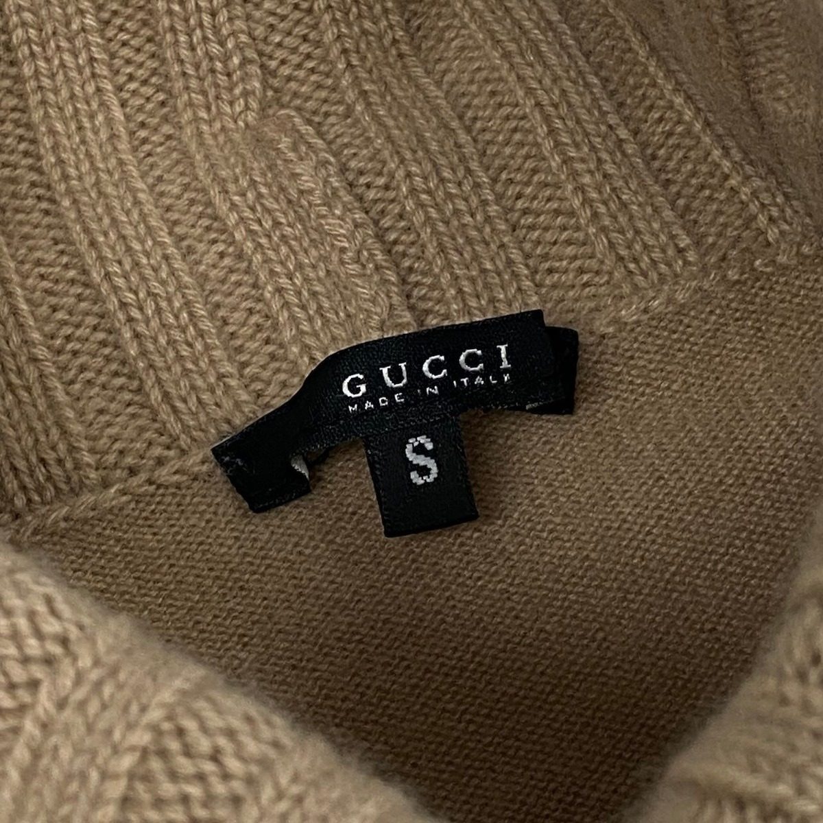 Gucci Cashmere Knit Sweater Turtleneck V-neck S Beige — view 7