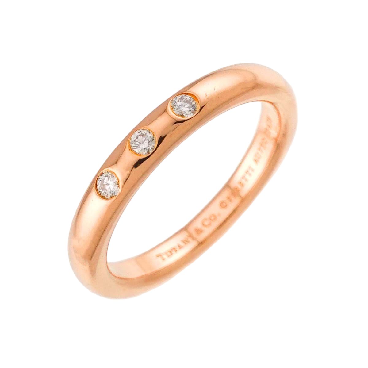 Tiffany & Co Stacking Band Ring Diamond 18k PG Pink Gold 750