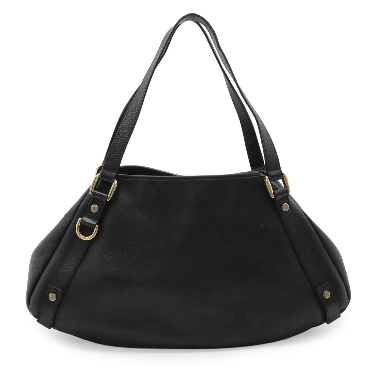 Gucci Abbey Tote Shoulder Bag Leather Black Gold