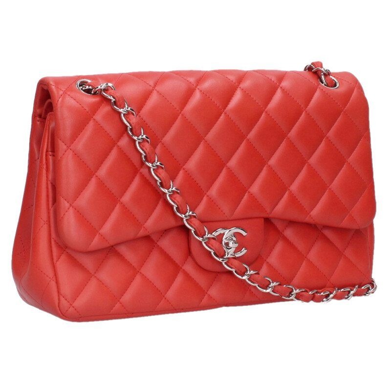 Chanel Quilted 30 Lambskin Double Flap Chain Leather Shoulder Bag