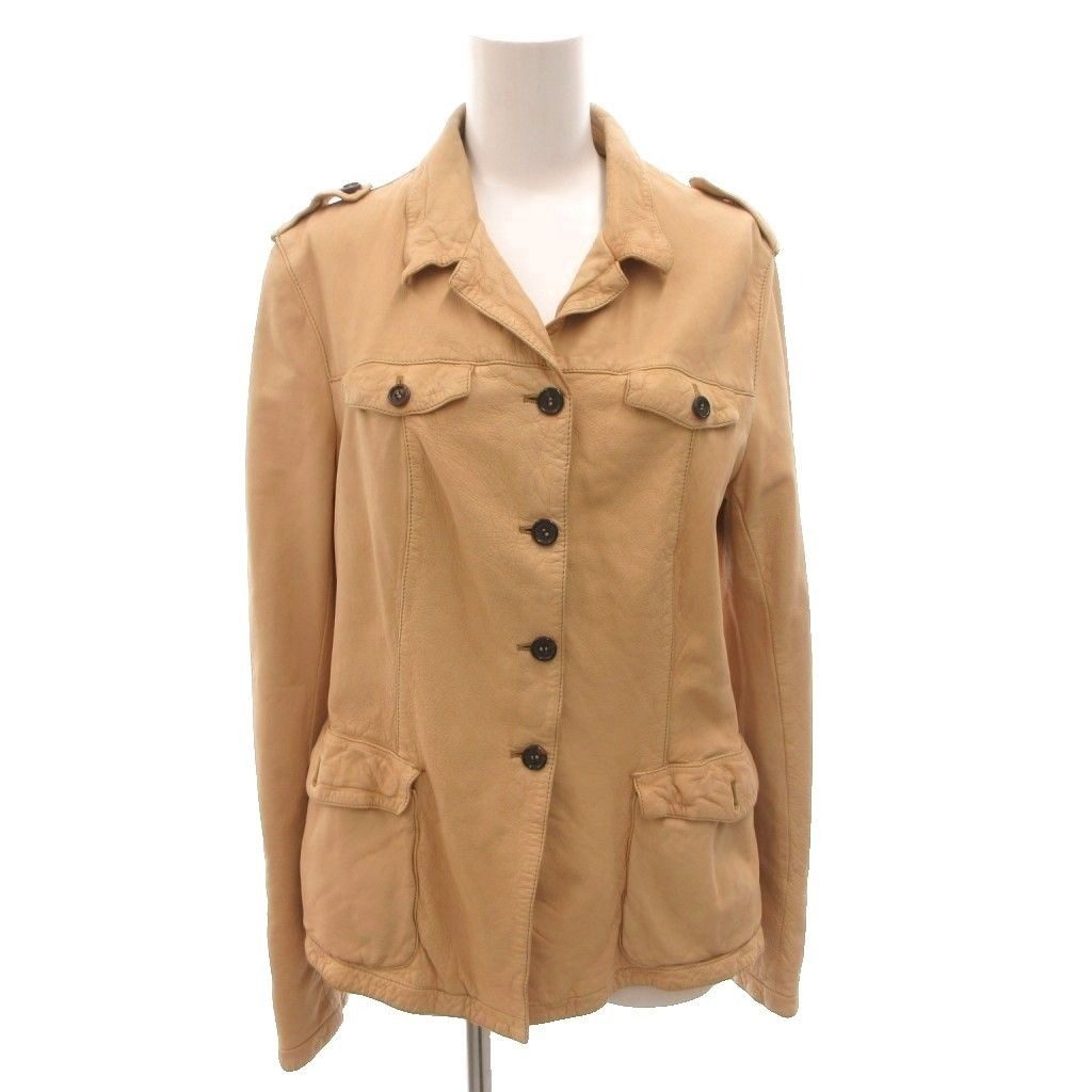 Prada Leather Jacket Epaulette M Brown