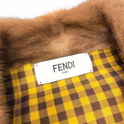Fendi Pastel Mink Fabric Reversible Fur Coat Jacket Check 36 Brown — view 13