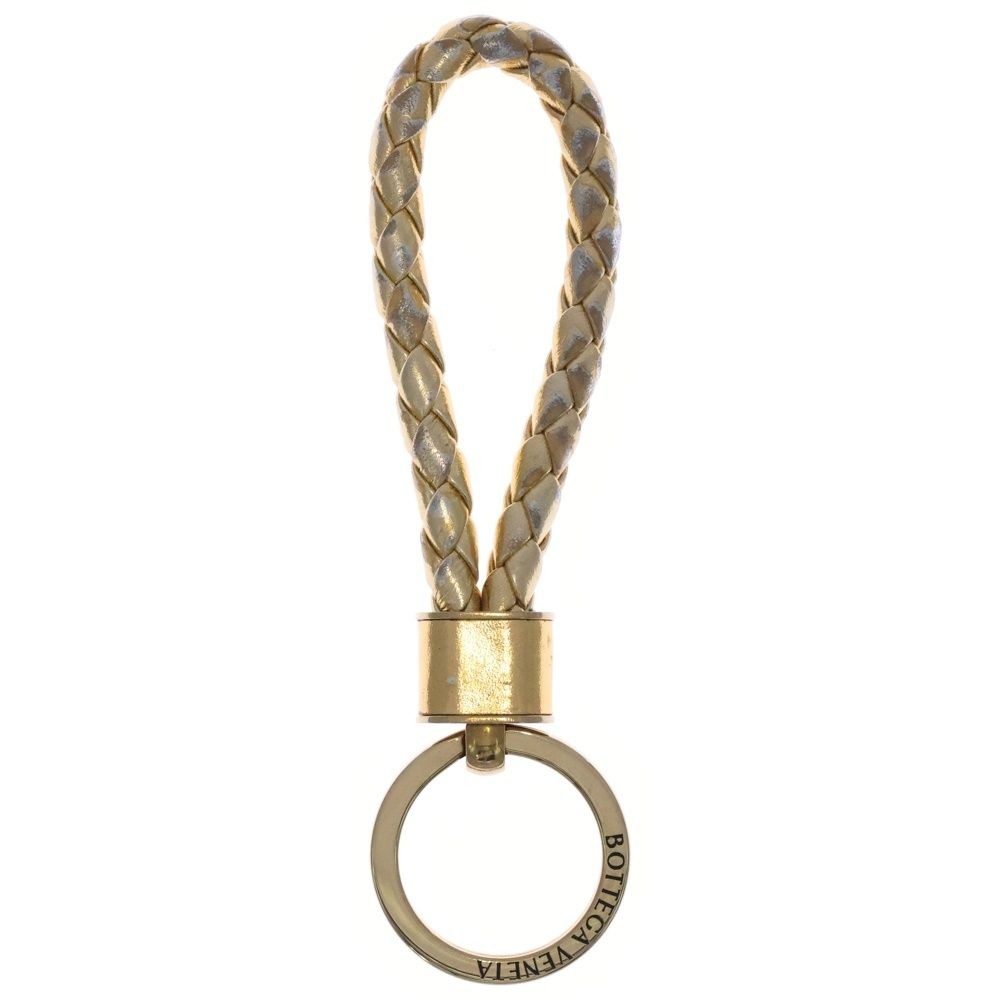 Bottega Veneta Intresio Leather Key Holder Gold