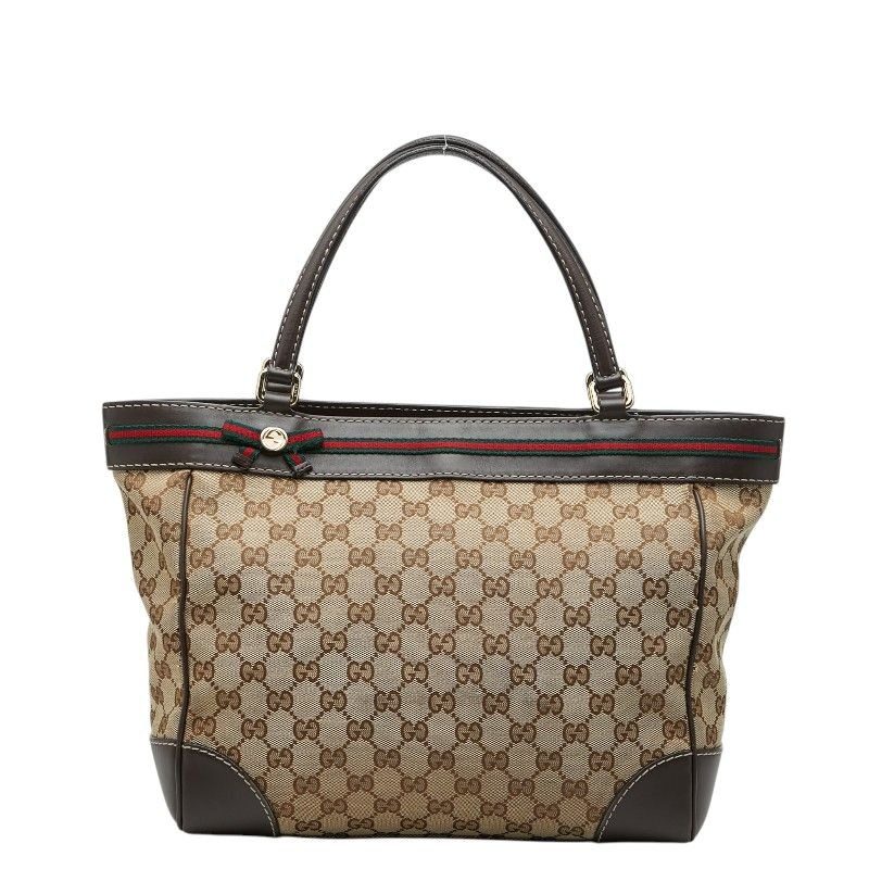 Gucci GG Canvas Sherry Line Mayfair Tote Beige Brown