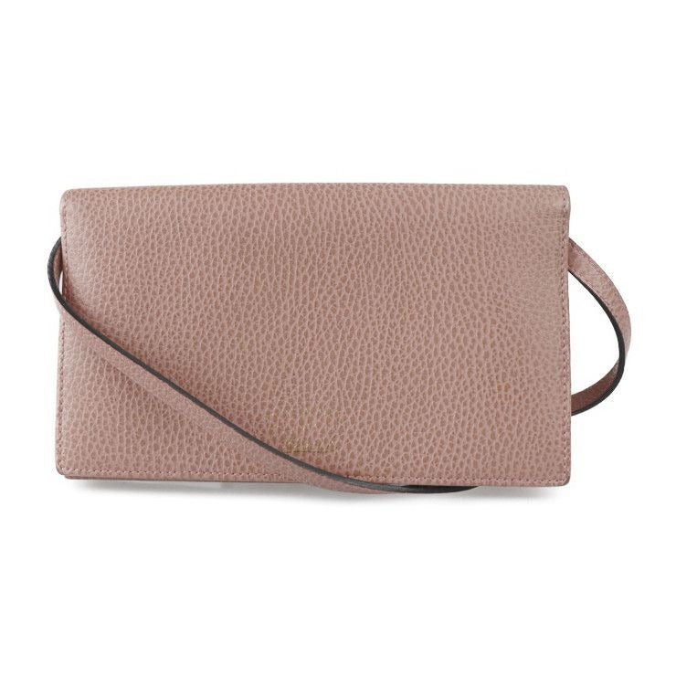 Gucci Shoulder Wallet Bag Calf Leather Pinkish Gold Hardware