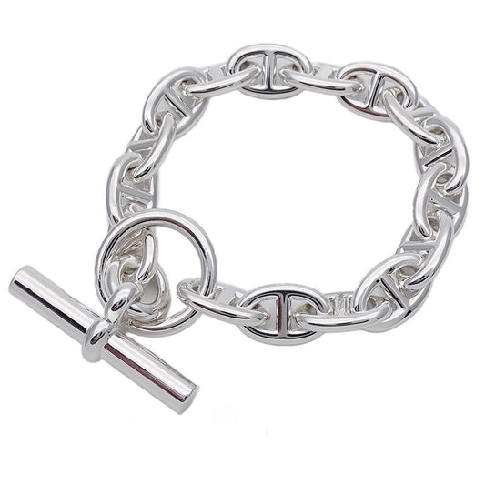 Hermes Bracelet Chaine D'ancre PM SV 925 16 Frames Silver Jewelry