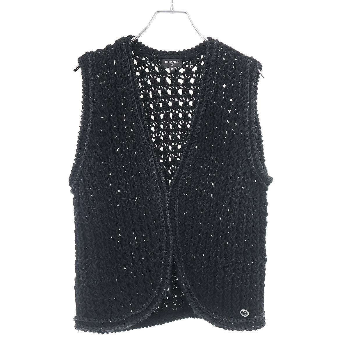Chanel Sequin Knit Vest Black 34