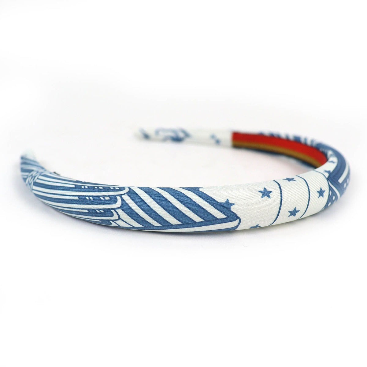 Hermes Workman Female Gina Zigzag Silk Star Hair Band Headband Blue White Hat — view 4