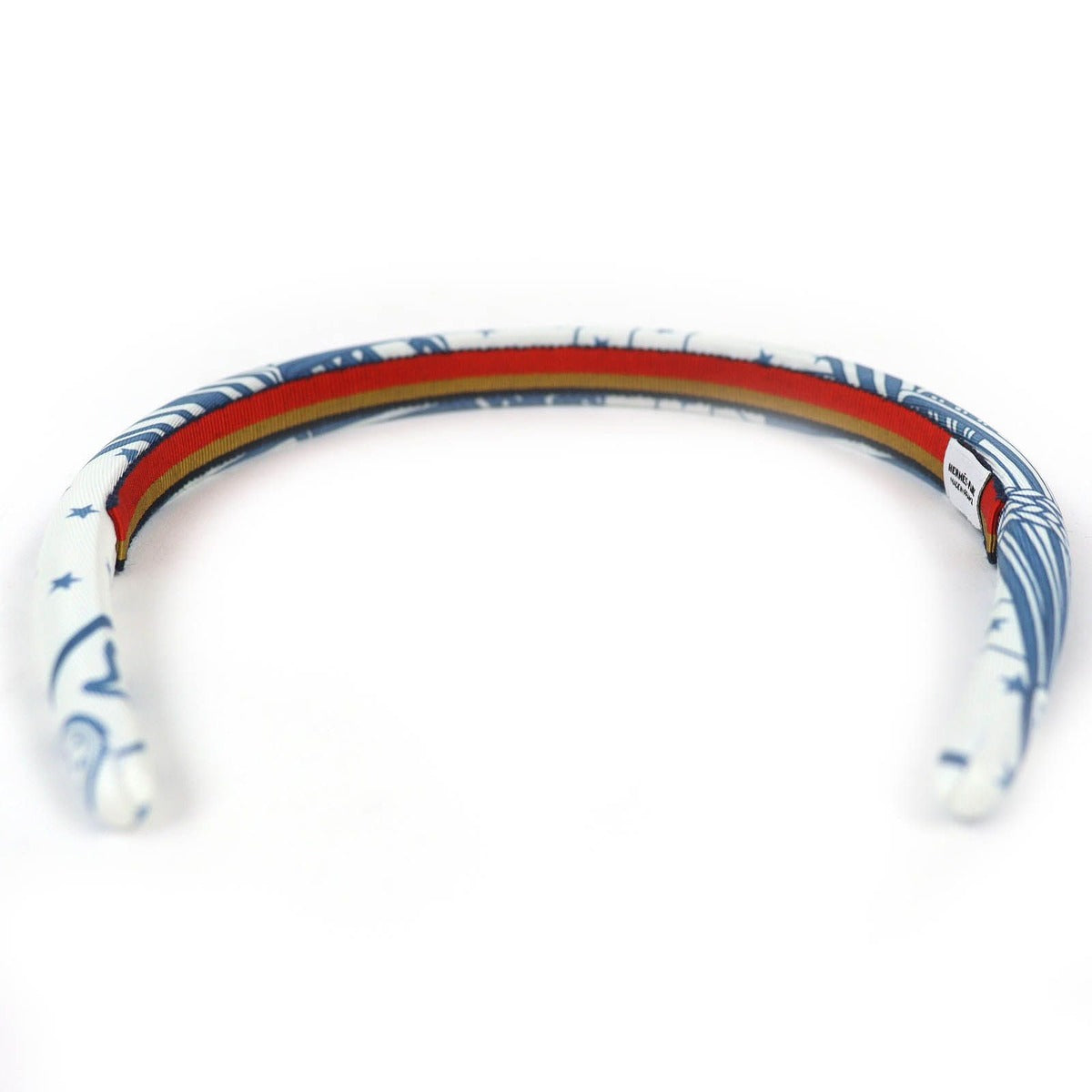 Hermes Workman Female Gina Zigzag Silk Star Hair Band Headband Blue White Hat — view 5