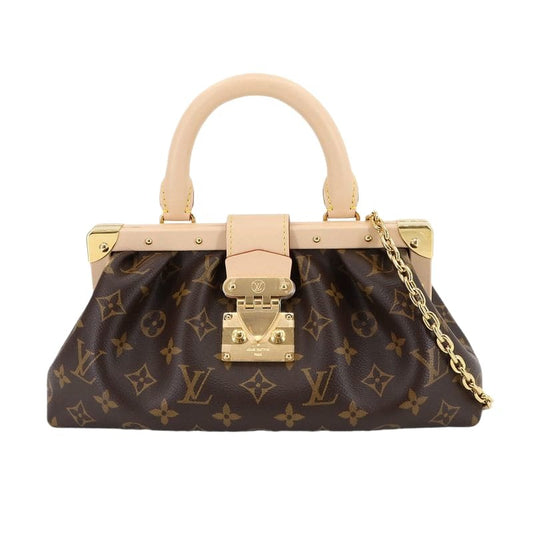 Louis Vuitton Monogram Clutch 2-Way Hand Chain Shoulder Bag Brown