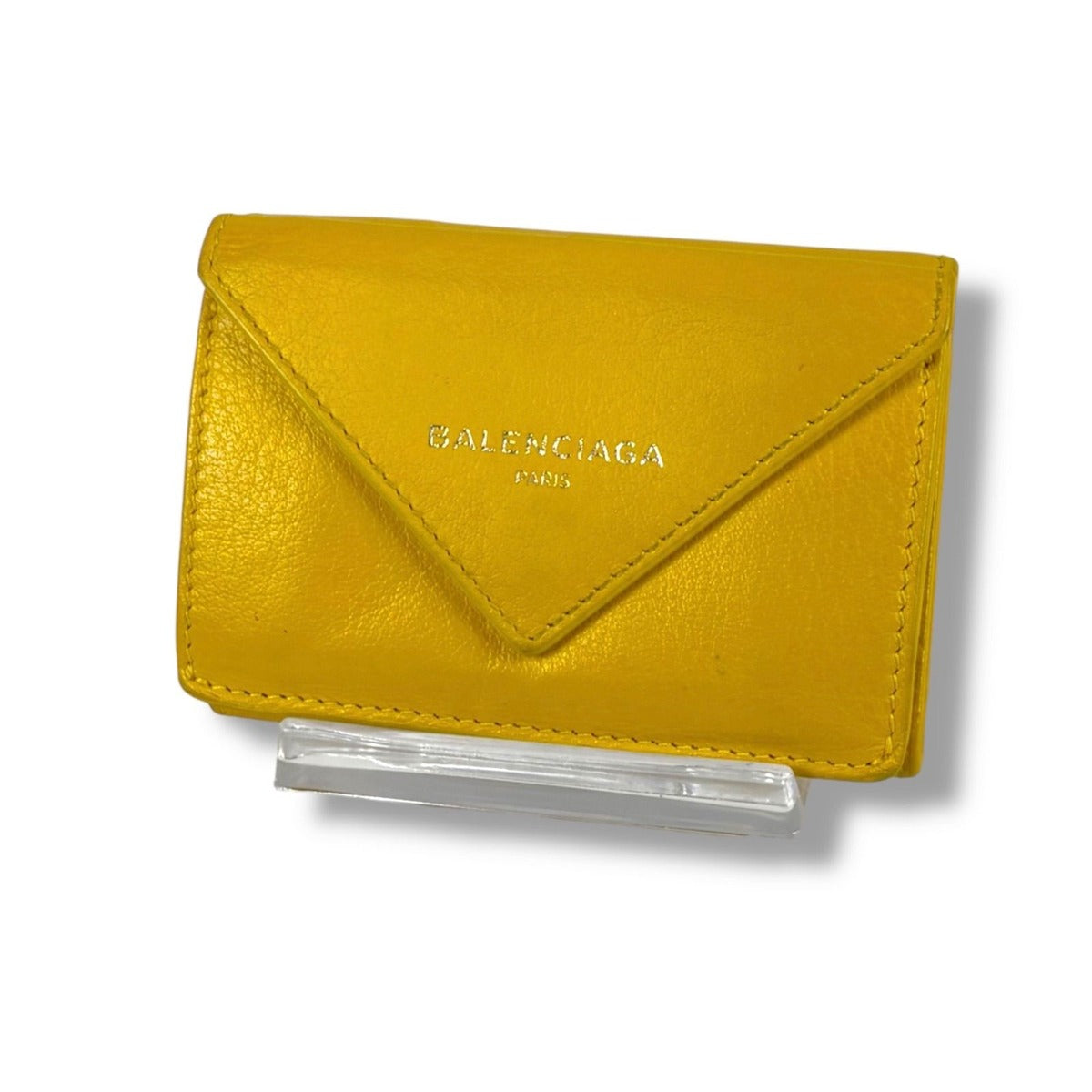 Balenciaga Paper Mini Wallet Trifold Yellow Leather Compact — view 2