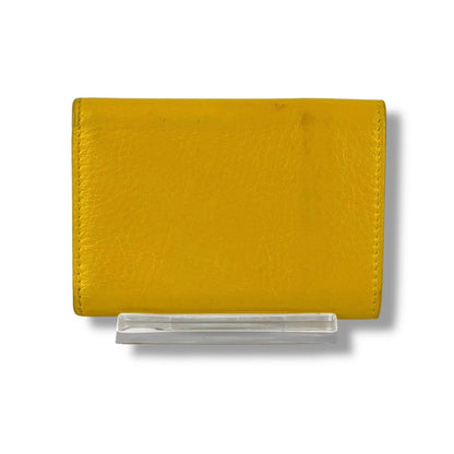 Balenciaga Paper Mini Wallet Trifold Yellow Leather Compact — view 4
