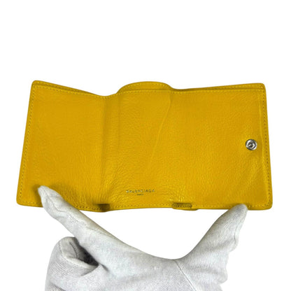 Balenciaga Paper Mini Wallet Trifold Yellow Leather Compact — view 5