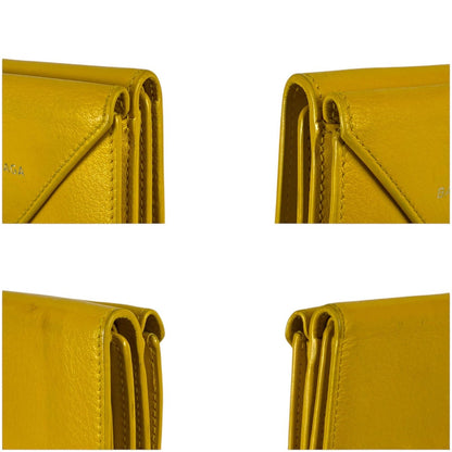Balenciaga Paper Mini Wallet Trifold Yellow Leather Compact — view 7