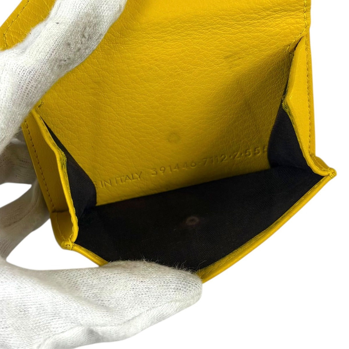 Balenciaga Paper Mini Wallet Trifold Yellow Leather Compact — view 9
