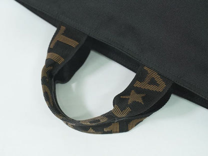 Authentic Fendi Logo Tote Handbag Canvas Black 26488 Bag Pre-owned [follow-up