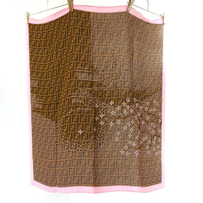 Fendi×chiso Cherry Blossoms Fuji and Tower Crepe Shawl Brown×pink