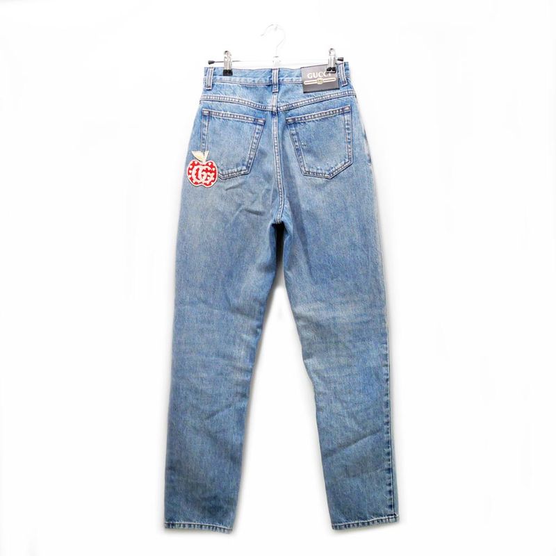 Gucci Denim Pants Pomme Apple 22 Size Blue 502802 Pants Ladies Women's