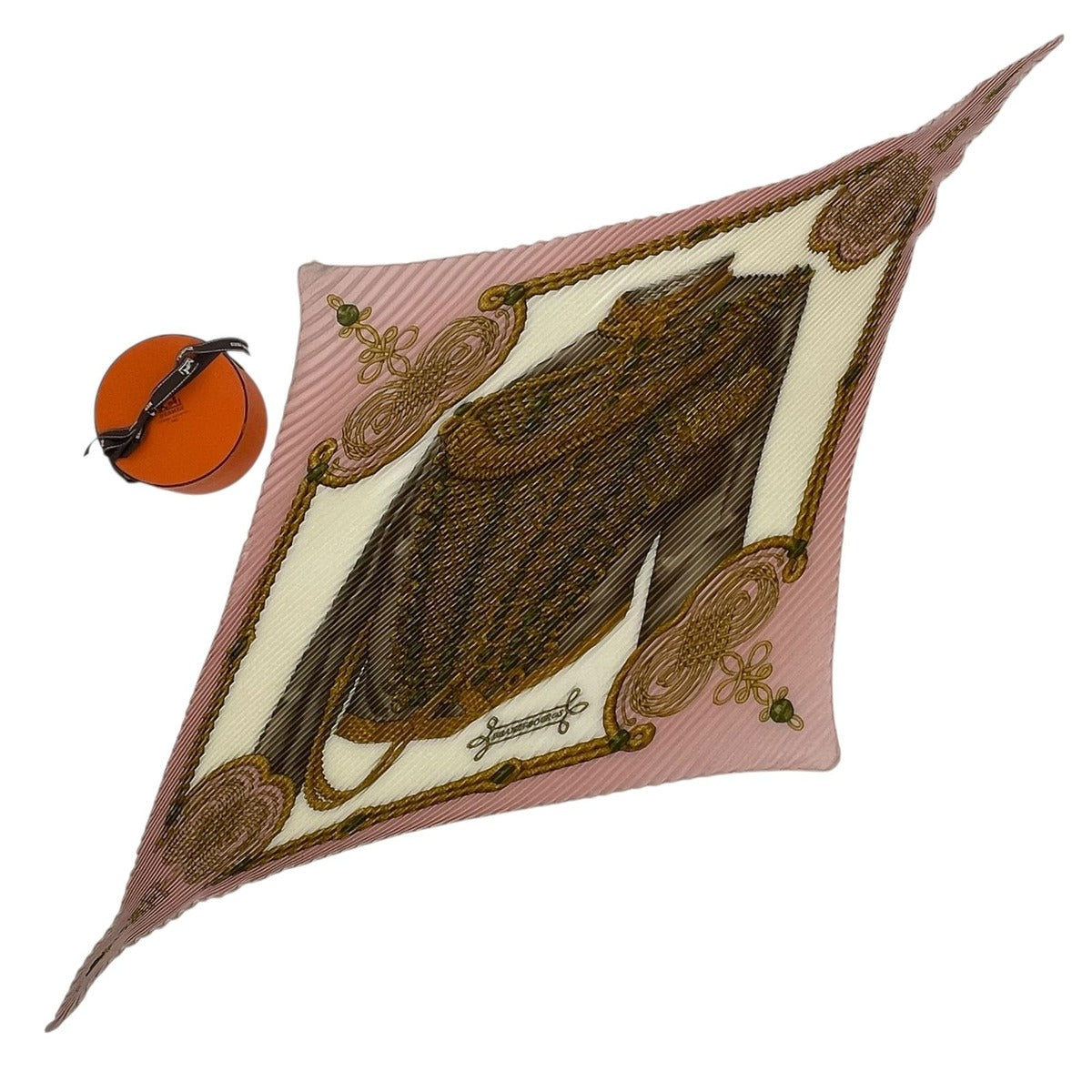 Hermes Scarf Pleated Silk Military Uniform Decoration Epaulettes Pink