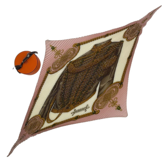 Hermes Scarf Pleated Silk Military Uniform Decoration Epaulettes Pink