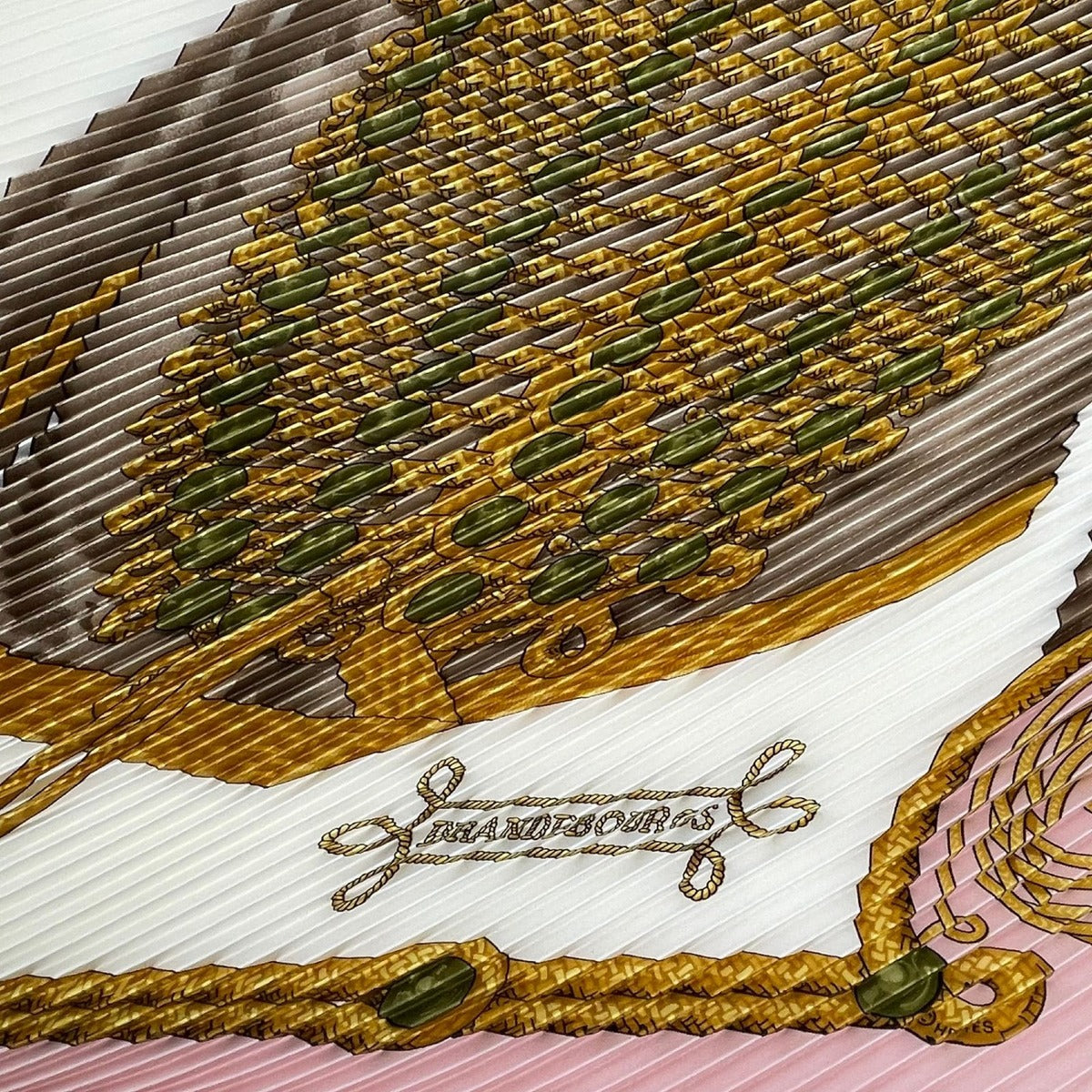 Hermes Scarf Pleated Silk Military Uniform Decoration Epaulettes Pink — view 6